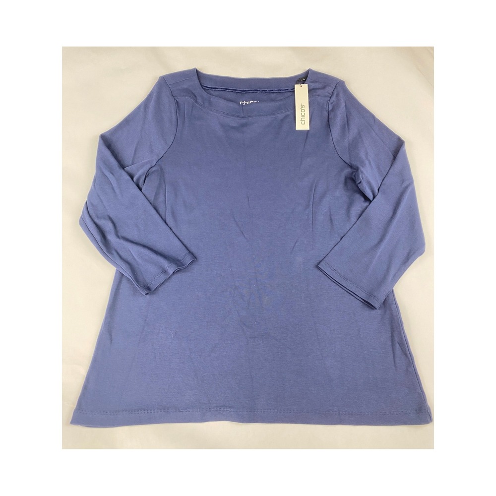NWT Chico's Pima Cotton Shirt Chicos Size 1 (Medium) Blue